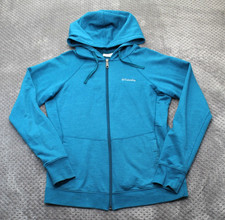 Columbia Hoodie Sweatshirt Womens Medium Blue Full Zip Pockets Jersey Stretch