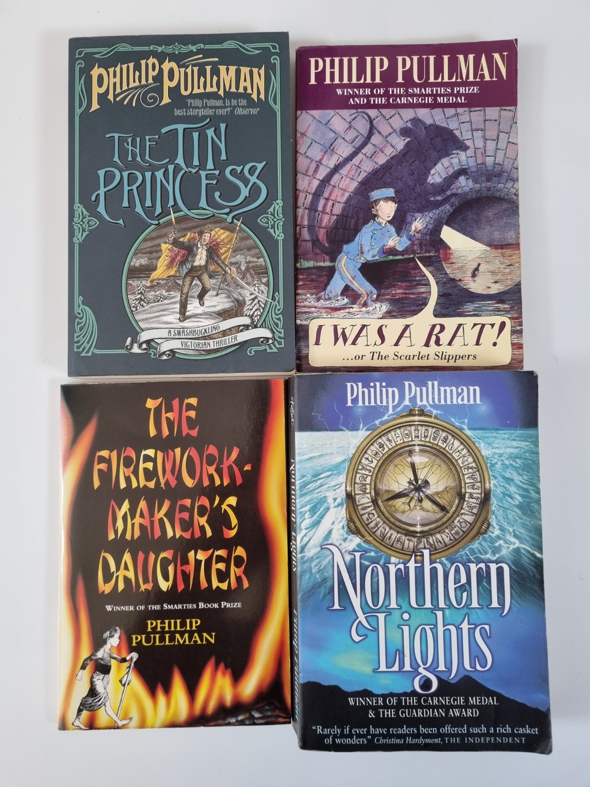 4 x Philip Pullman Book Bundle Northern Lights Tin Princess I Was A Rat PB