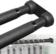 Double Shower Curtain Rod 27-90 Inches Wall Mounted Double Shower Curtain Rod