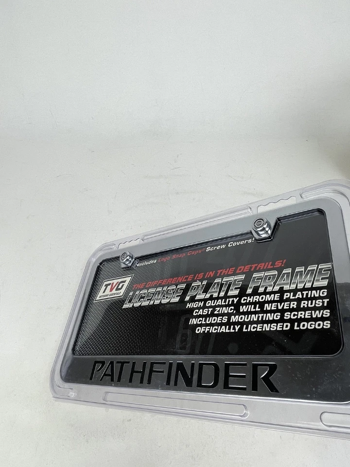 2 New Metal License Frame Cove Screw Cap Engraved Black Letter Nissan Pathfinder - Image 4 of 4