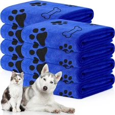 Chumia 8 Pcs Dog Towels for Drying Dogs Cats Pet 40 x 24 Inch, Dark Blue