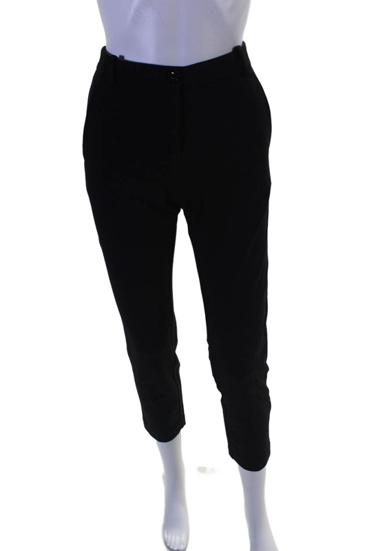Pinko Womens 2 Pocket Button Close Mid-Rise Tapered Pants Trousers Black Size 4