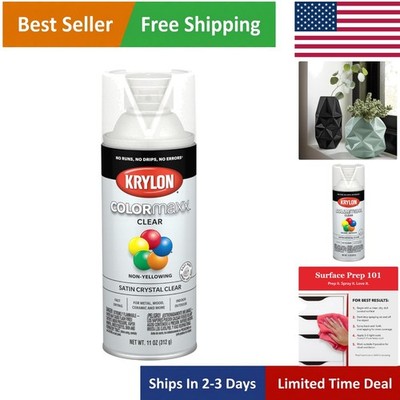 Versatile KRYLON COLORmaxx Clear Acrylic Spray - Rust Resistant Satin Finish