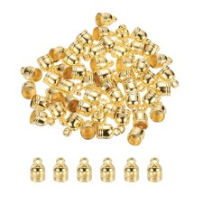 100-Pack Tassel Cord End Caps, 4.8mm ID Kumihimo End Tip Light Gold 