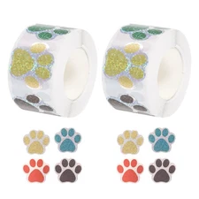 Adhesive Label Stickers Sequin Mixed Color 1000Pcs Paw Stickers 1.5" Stickers