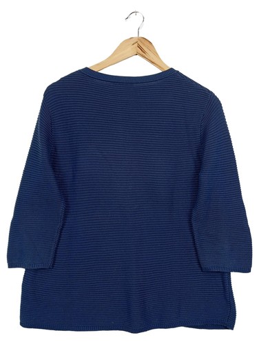 PETER HAHN Pull Femme Bleu Motif Tricoté Coton (EU 42) - Bild 2 von 4