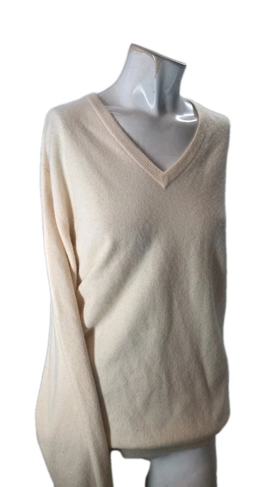 Suéter Peter Scott Hawick Escocia Para Hombre 42 Crema Pura Cachemira De Colección Cuello en V Foto 4 de 4