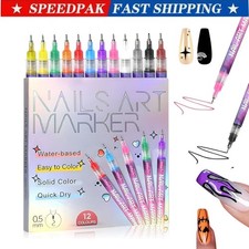 12 Colors Nail Art Pens Set,Nail Art Markers,3D Nail Polish Graffiti Dotting Pen