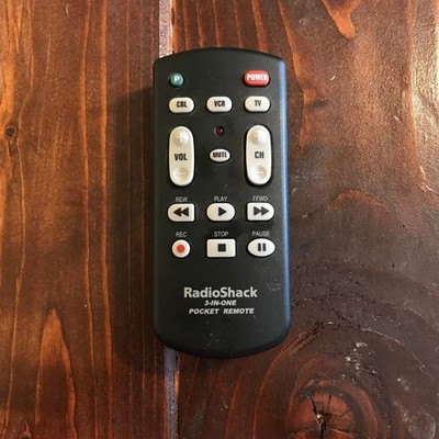 RadioShack 3-In-One Pocket Remote Control 15-1990 Vintage Black Handheld TV VCR