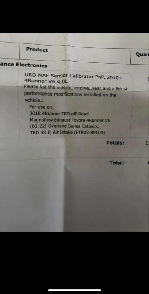 Calibrador Sensor Urd Maf Toyota 4runner 2010-2024 Foto 4 de 4