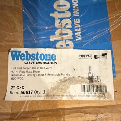 Webstone H-50617, 2'' Sweat Pro-Pal Full Port Ball Valve w/ Hose Drain