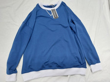 NEW Fantaslook Color Block Sweatshirt Women Crewneck Oversized Royal Blue Large