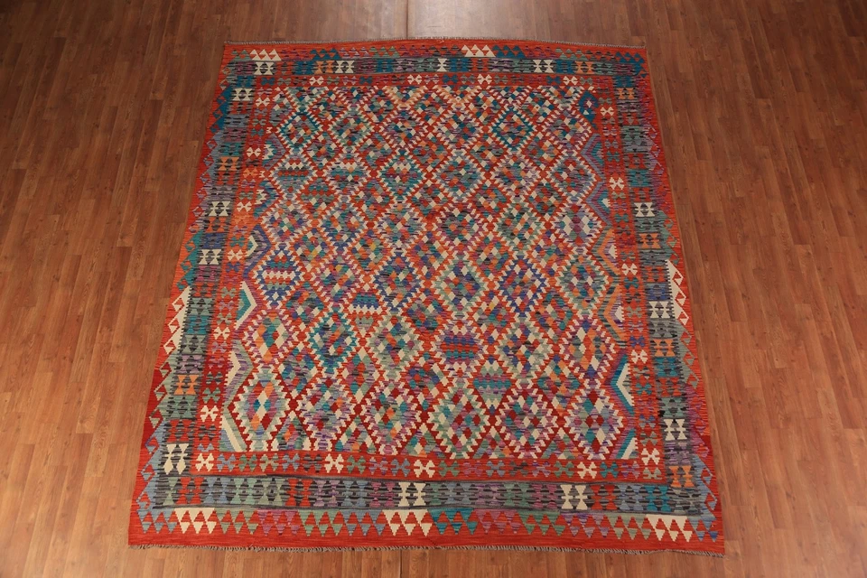 Alfombra Southwestern Kilim 8x10 pies tejida a mano colorida alfombra de lana oriental  Foto 3 de 4