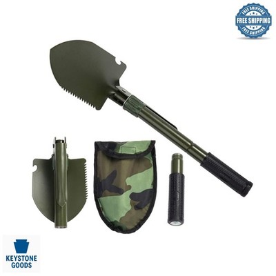 Multi-Function Camping Folding Shovel with Carry Pouch