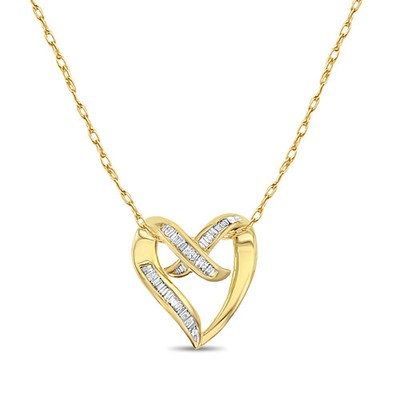 1 Karat Baguette Diamant schwebendes Herz Collier