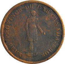 Lower Canada 1837  DEUX SOUS 1 Penny  Token  (05569)