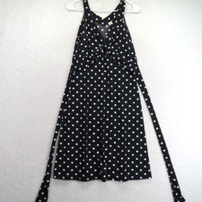 Ann Taylor LOFT Dress Womens 4 Black White Polka Dot Wrap Tie Waist Sleeveless