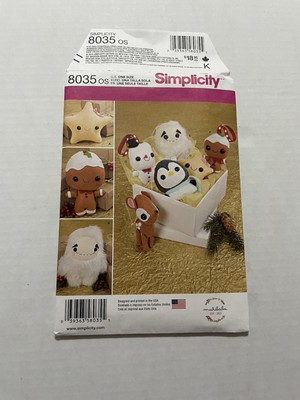 Simplicity 8035 Sewing Pattern Stuffed Animals And Ornaments Christmas Uncut