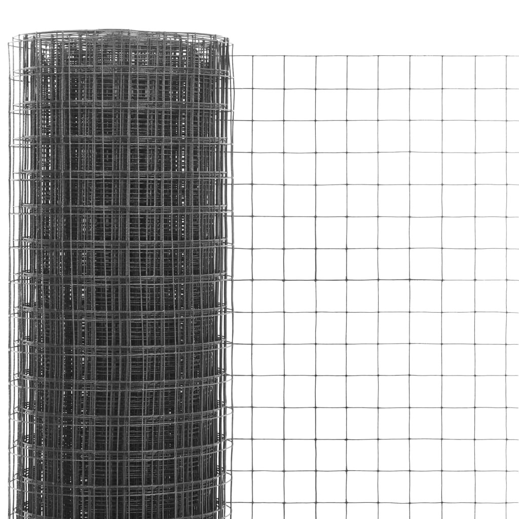 Rete per Pollaio 10x0,5 m Grigia in Acciaio PVC | Recinzione Resistente - 3