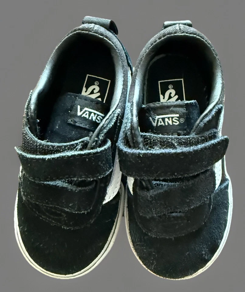 Vans Zapatos Niño Pequeño Talla 6 Negro Blanco Old Skool V Parte Superior Baja Skate Niños Foto 4 de 4