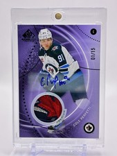 2025-26 UD SP Game Used COLE PERFETTI Purple Auto Memorabilia Patch Jets 01/15