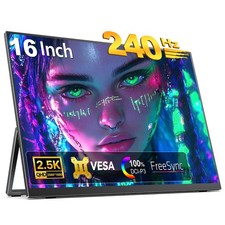 16" 2K 240Hz Portable Gaming Monitor 100 DCI-P3 Gaming Screen Second Display