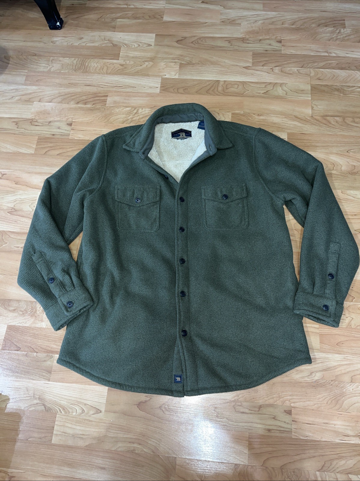 FREEDOM FOUNDRY Men’s Sherpa Lined Shirt Jacket Shacket -Size Large- Olive Green