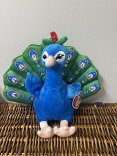 Perry Simulation Peacock Plush Toy Animal Stuffed Soft Peafowl Bird NWT