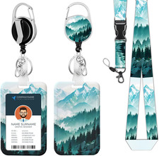 Mountain ID Lanyard Badge Holder Retractable Badge Reel Clip Cool Keychain Lanya