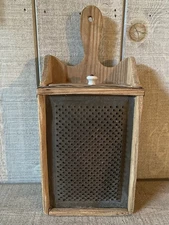 Vintage Primitive Wooden Grater Box Drawer Kitchen Wall Hanging 15”