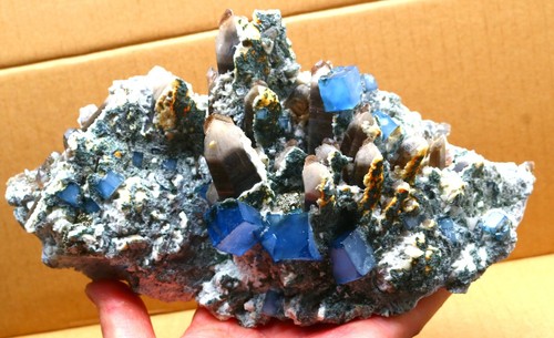 1893.4g Natural Blue phantom Cubic fluorite crystal mineral specimen/yaogangxian - Picture 6 of 12