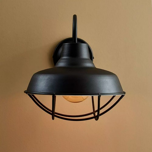 Rustic Farmhouse Wall Sconce Gooseneck With Grill - Barn Light Aluminum Outdoor - Picture 3 of 10