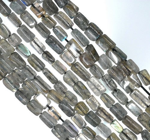 5X4-8X4MM GREY LABRADORITE GEMSTONE RECTANGLE TUBE LOOSE BEADS 14-15" - Picture 2 of 4