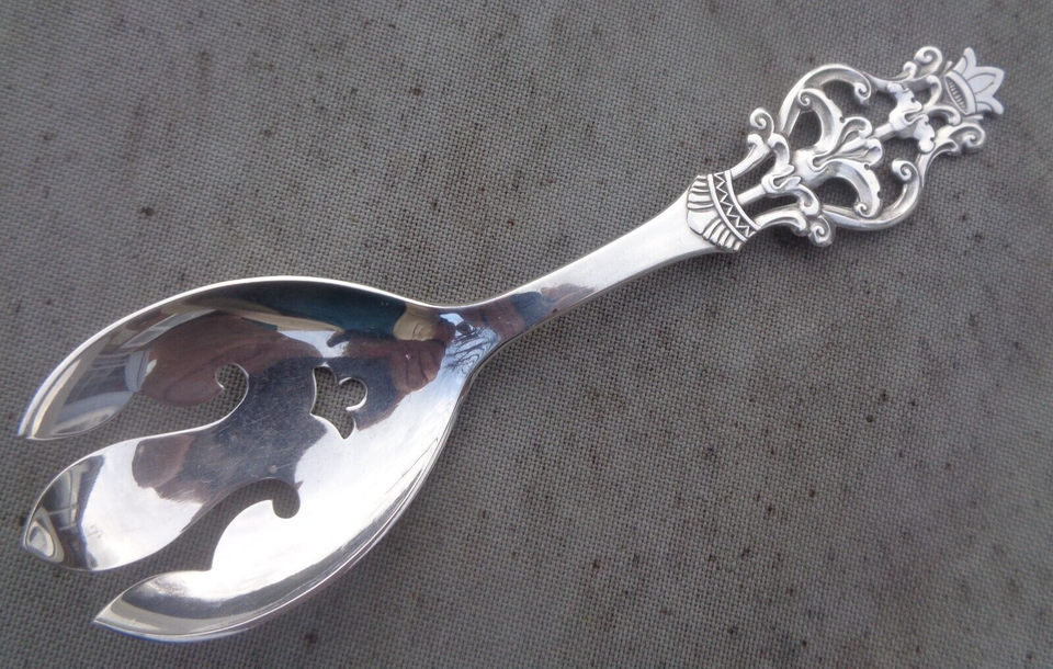 LARGE Norwegian Silver Serving Fork Spoon Magnus Aase of Bergen Norway