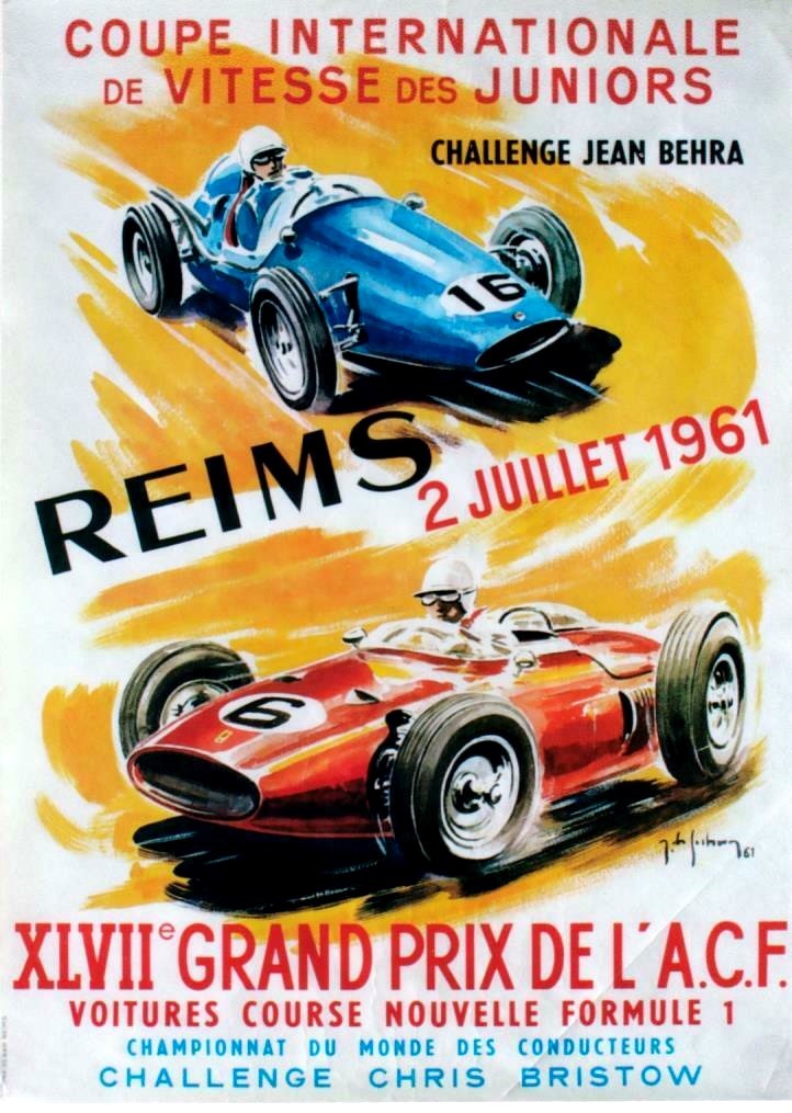 Reimsページ‼️ Original vintage poster GP DE FRANCE F1 REIMS 1961 WC RACING | eBay