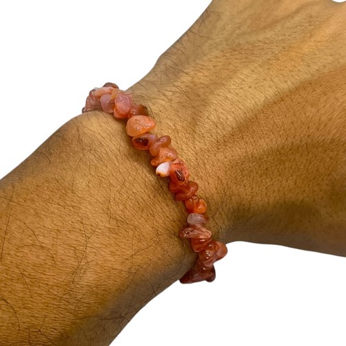 Natural Carnelian Beaded Bracelet Chipped Gemstone Jewelry Friendship Bracelet - Picture 4 of 7