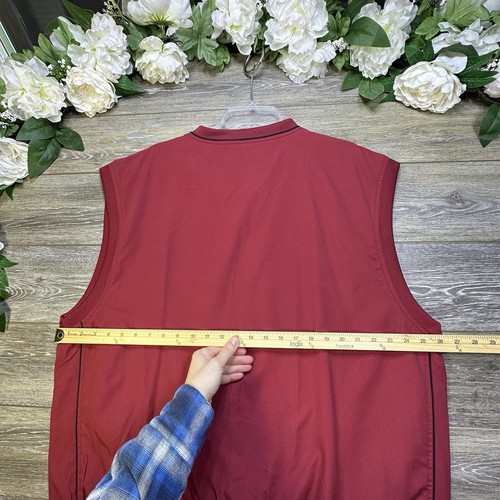 Golf Windbreaker Vest Mens Extra Large XL Jacket Red Lined Performance V-Neck - Picture 10 of 13