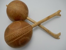 Hand Carved Gourd Maracas Shakers Wood Handles from Peru 1 R