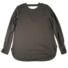 RBX Womens Small Black No Sweat Pullover Open V-Back Shirt Long Sleeve