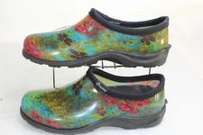 Sloggers Womens Size 8 Teal Red Floral Waterproof Rain Garden Outdoor Shoes