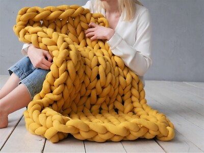 Chunky knit blanket Chunky cotton blanket Throw blanket Knitted blanket Arm knit