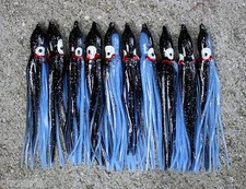 Lot Of 10 Hoochie Squid Skirts Un Rigged Fishing Lures 4 3/4" - Black/Lilac
