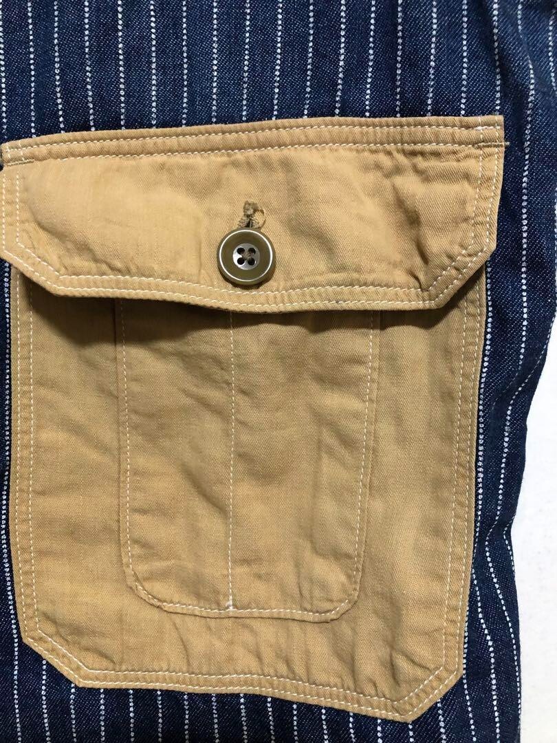 KAPITAL Wabash Work Vest Indigo/White Striped Pattern Size 3