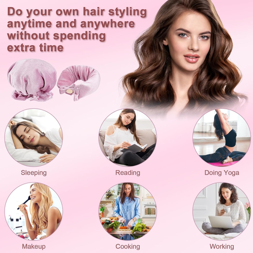 Heatless Hair Curler, 3 Sets/6 PCS Heatless Curling Set with Hair Caps, Soft No - Picture 7 of 7