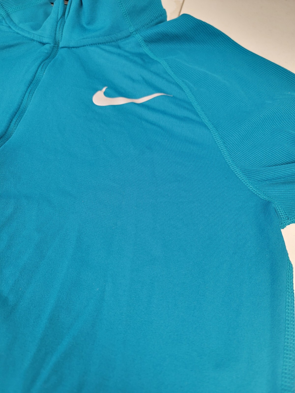 Nike running Quarter Zip Sweatshirt Men's Small Teal Blue Reflective Thumb Hole eBay
