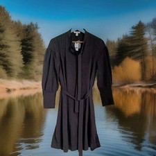 TOPSHOP Womens Long Sleeved Charcoal Belted Shirt Dress Size 6 BNWT