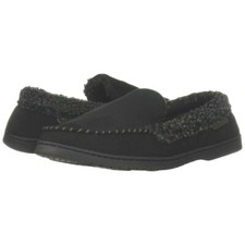 NEW Black Dearfoams Mens Faux Suede Fleece Memory Foam Indoor/Outdoor Slippers S