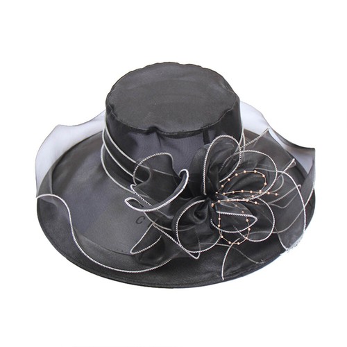 Women Hat Wide Brim Sweat Absorb Organza Thin Elegant Sun Cap Sweet