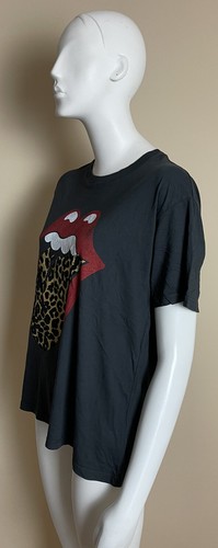 Free People Daydreamer ROLLING STONES T-Shirt Leopard Zunge GRAU Größe Small neu ohne Etikett $ 78 - Bild 8 von 10