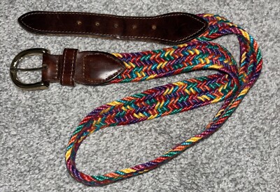 Vintage multi colored belt Vintage County Seat Multicolored Braided Brown Leather  main image 2